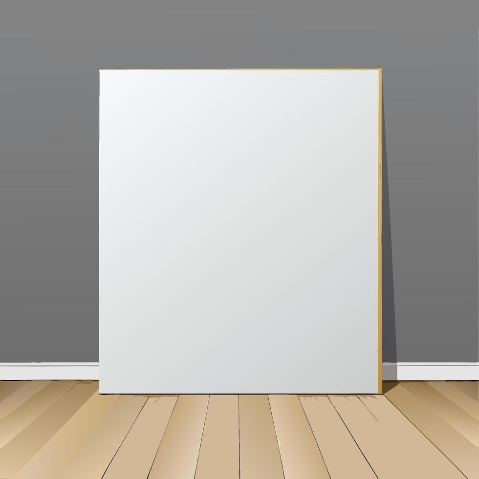 Minimalist Mockup White Blank Concrete Wall with Wooden Floor vector