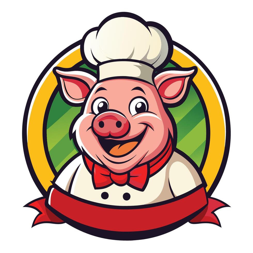Mascot Illustration of a Pig Chef Cartoon Wearing a Chef s Hat vector