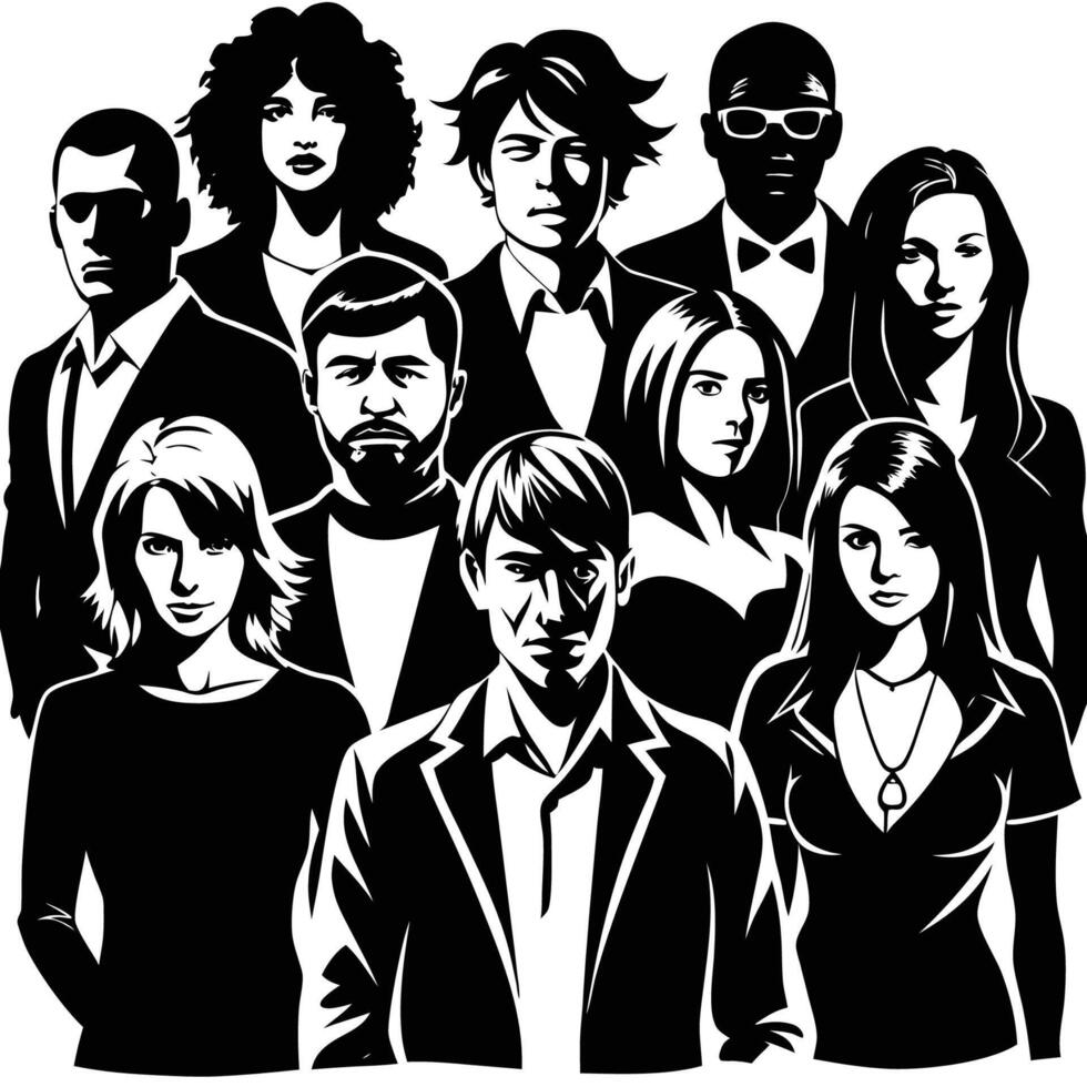Isolated Silhouettes Depicting a Diverse Group of Individuals vector