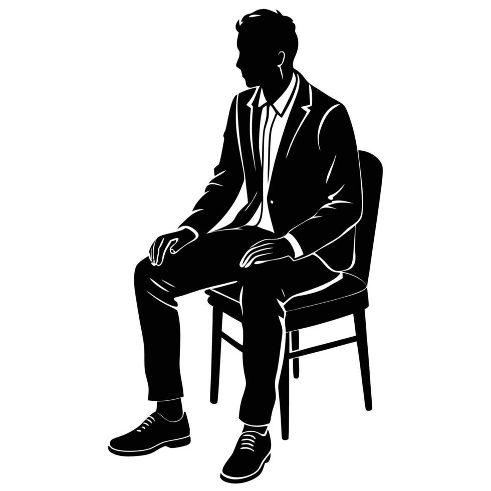 Minimalistic Silhouette of a Person Sitting on a Chair in Black vector