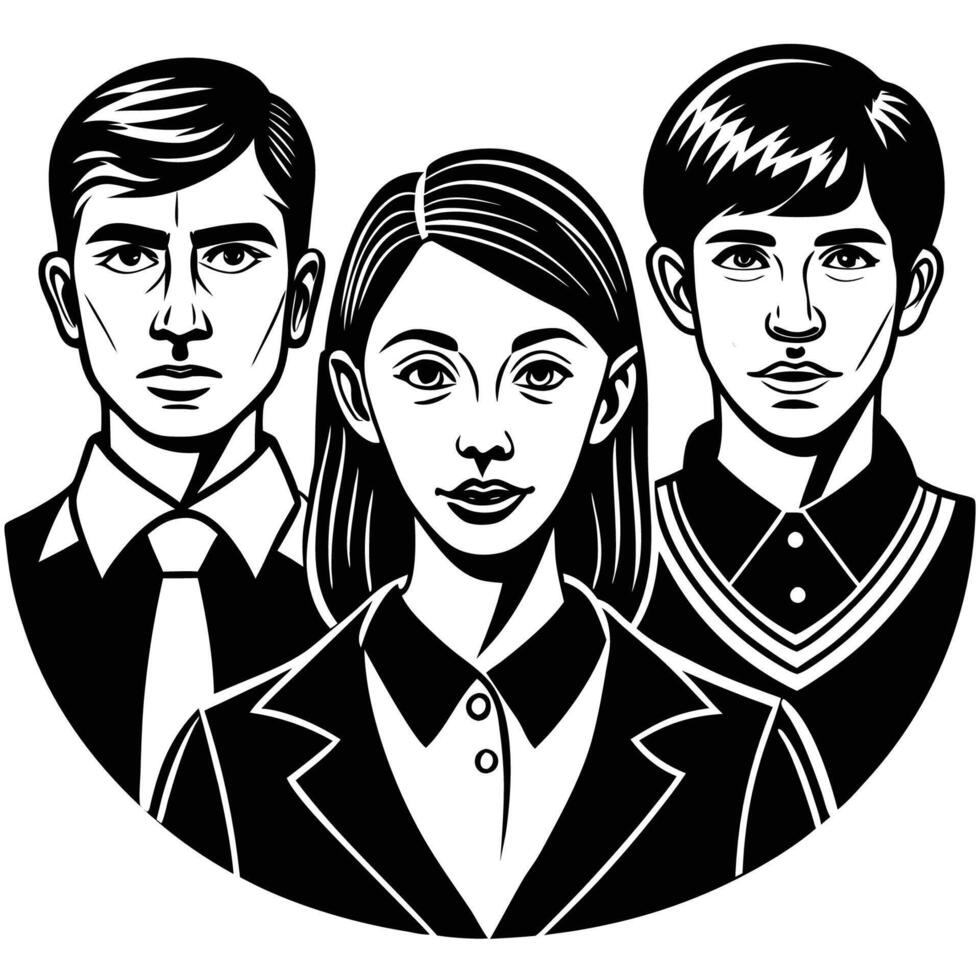 Diverse Group of People in Flat Design Style on White Background vector