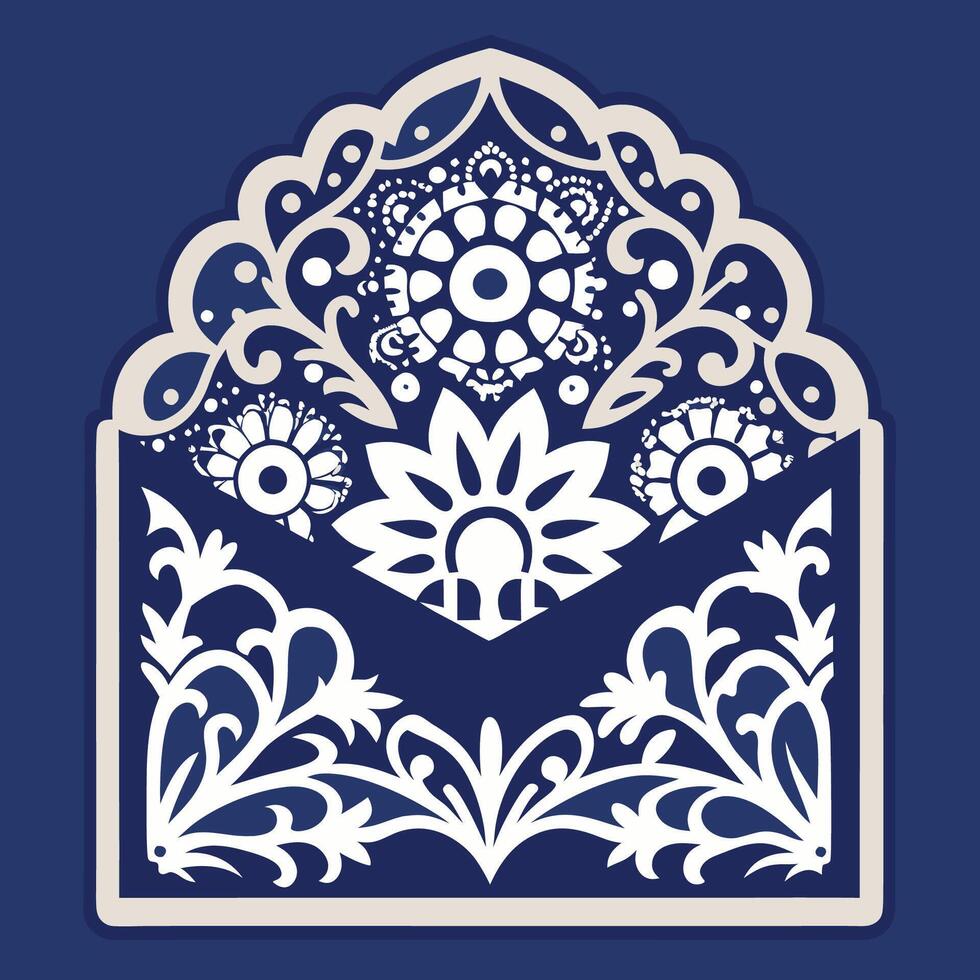 Elegant Laser Cut Wedding Invitation Pocket Envelope Template vector