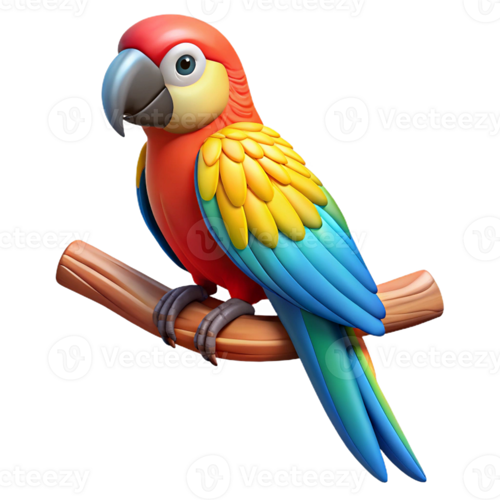 impressive classic A Colorful Macaw Perched on a Branch in a high resolution png