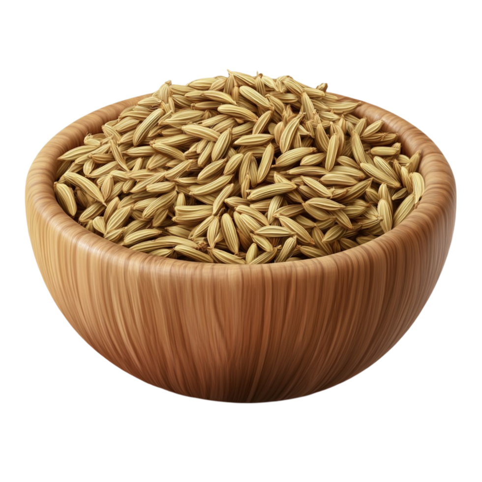 Bowl of Cumin Seeds on Transparent Background png