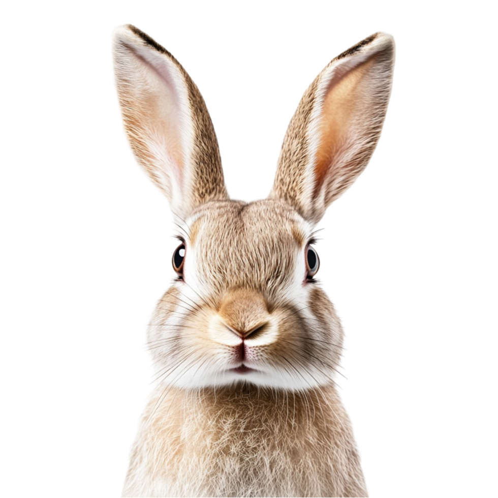 Rabbit Portrait with Long Ears on Transparent Background png