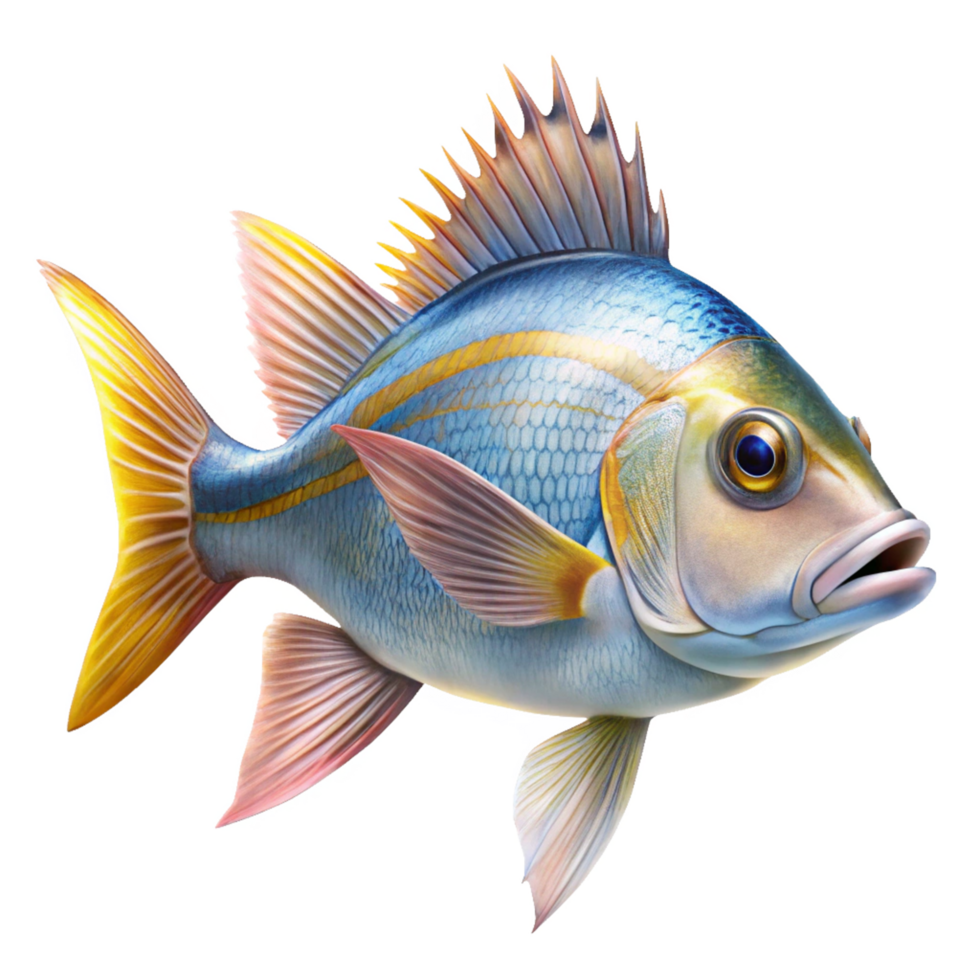 Stunning illustration of a vibrant and colorful fish with a striking dorsal fin png