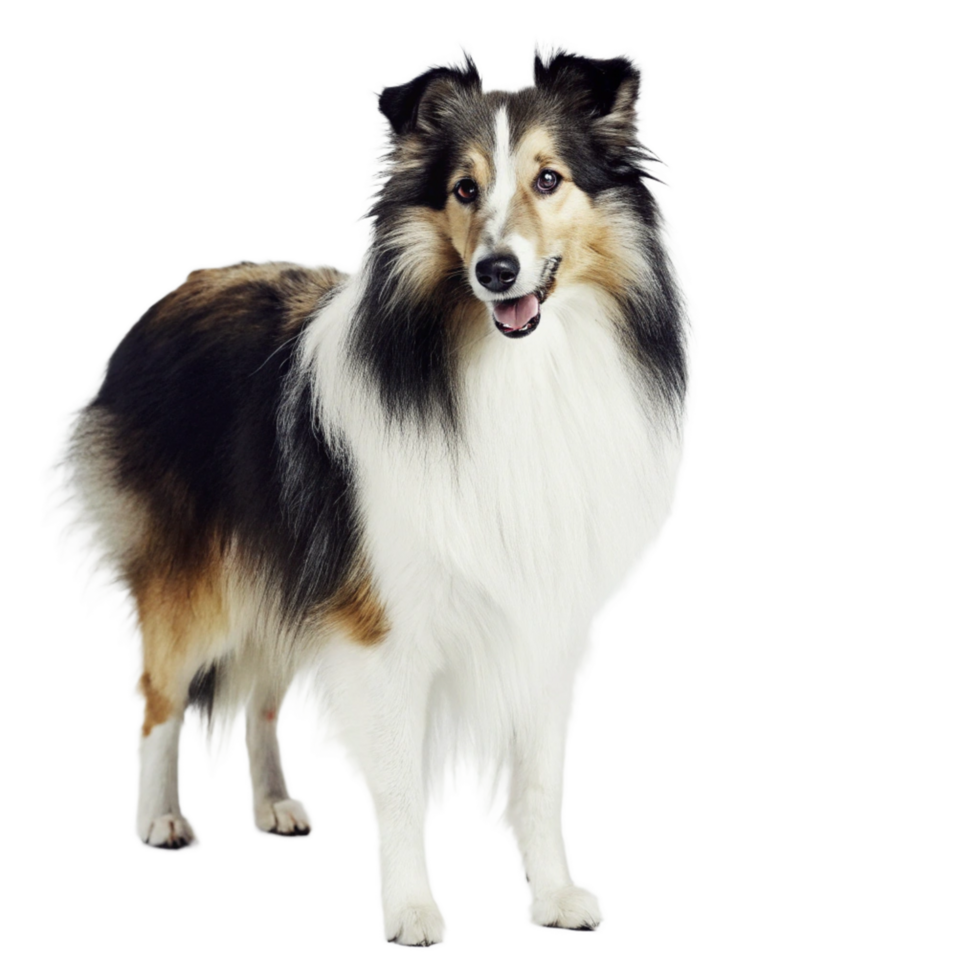 A Stunning Shetland Sheepdog Portrait Against a Black Background png