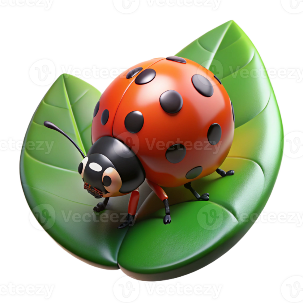 extraordinary artistic A tiny ladybug crawling on a green leaf, illuminated by soft, diffused daylight, in a macro photography style with incredible detail high quality png