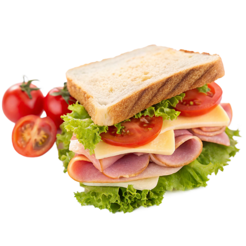 A Ham and Cheese Sandwich with Fresh Tomatoes and Lettuce png