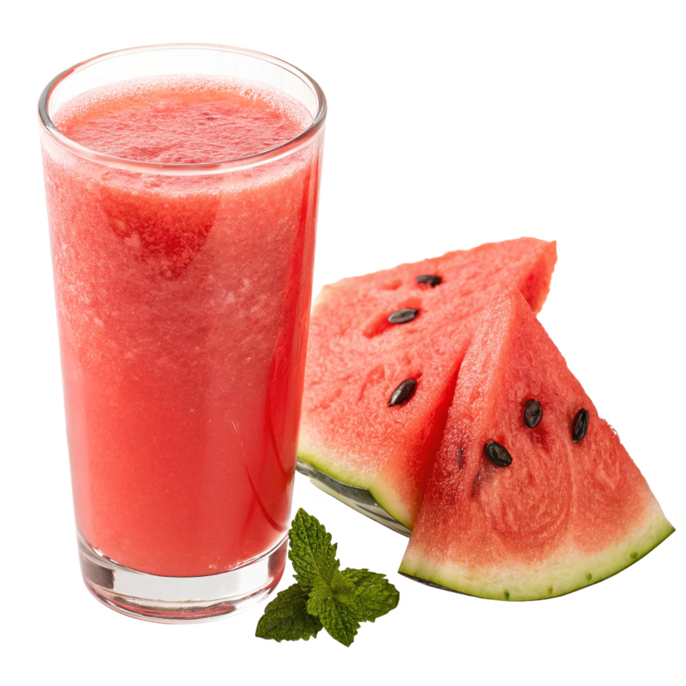 Refreshing Watermelon Smoothie in Glass with Slices of Watermelon and Mint png