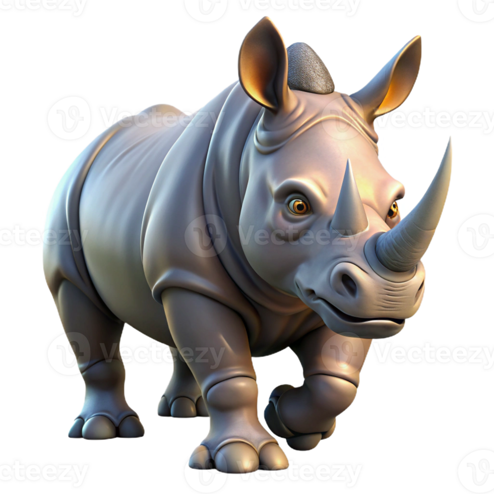 extraordinary classic A powerful rhinoceros charging through the savanna, illuminated by the harsh midday sun, in a dramatic, action photography style premium png