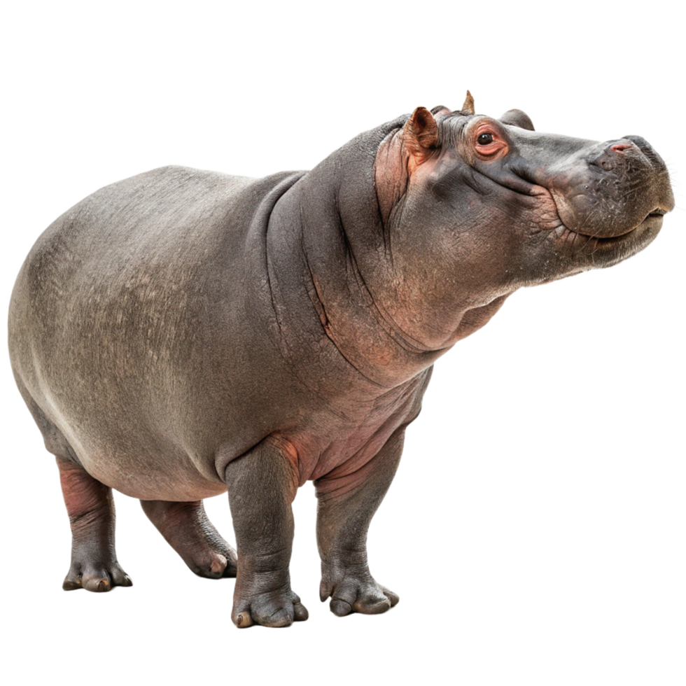 A Majestic Hippopotamus Standing on a Black Background Isolated Image png