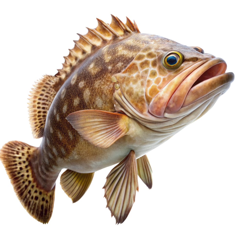Closeup of a Grouper Fish with Detailed Texture and Color png