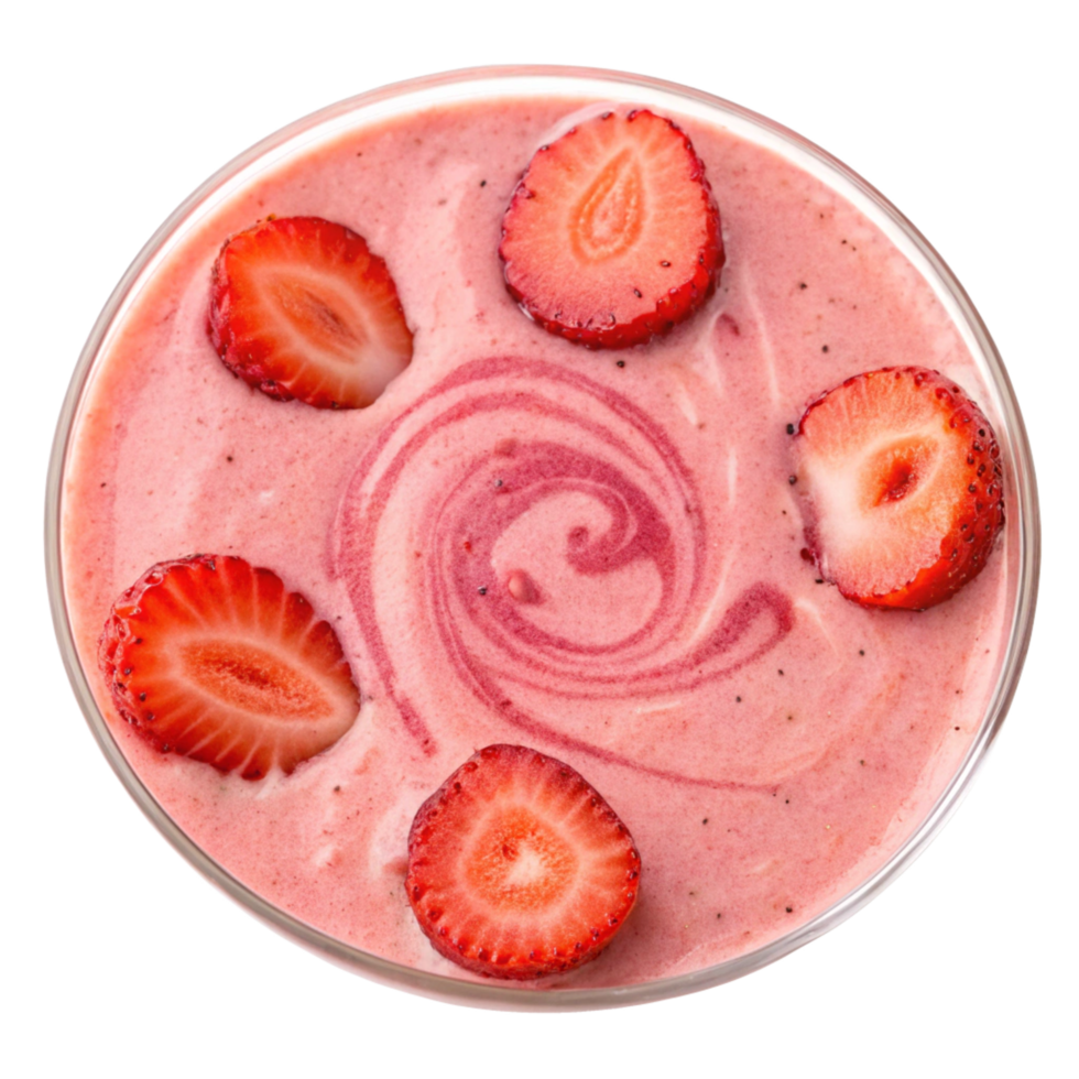 Delicious Strawberry Smoothie Bowl with Fresh Strawberry Slices png