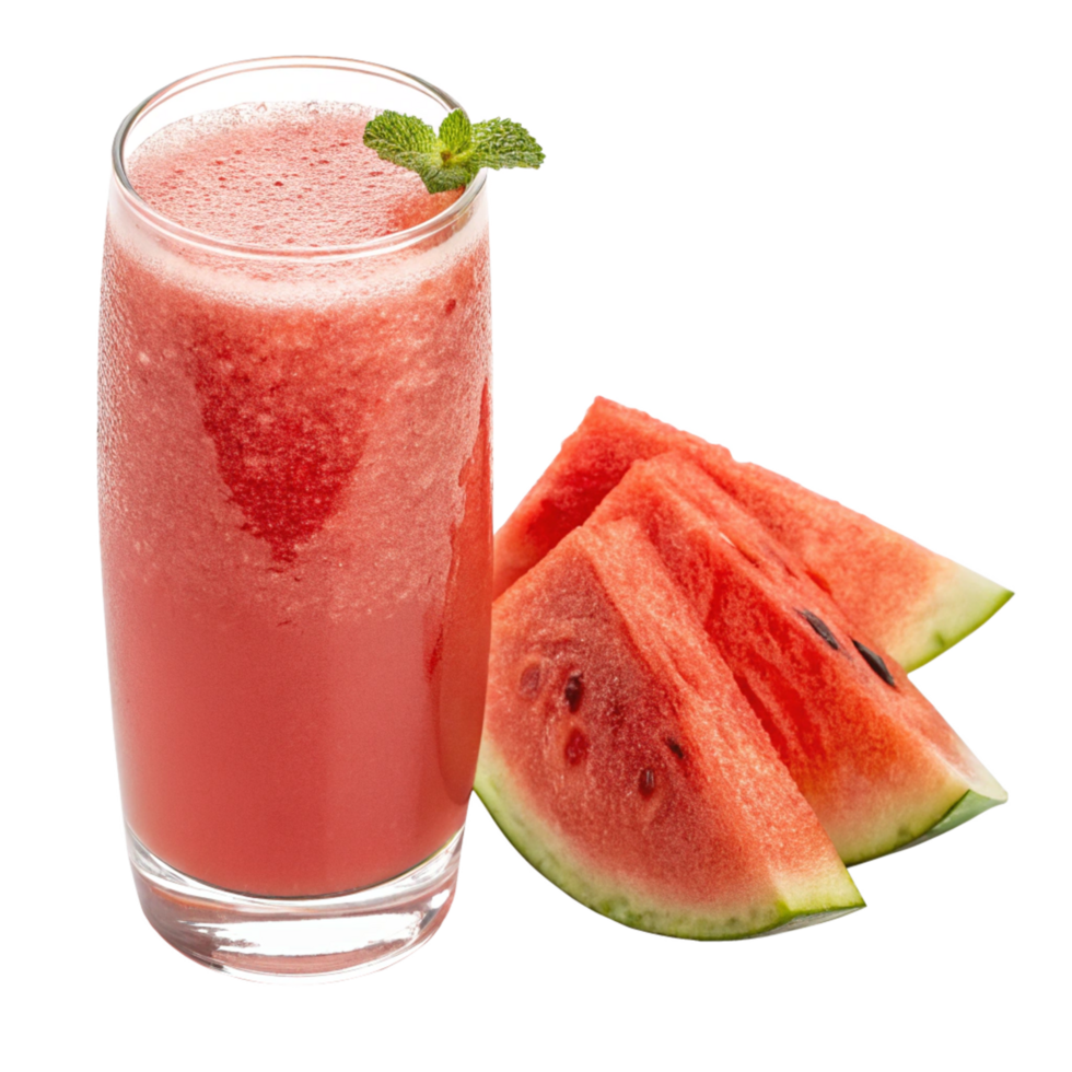 A Watermelon Smoothie in Glass with Slices of Watermelon png