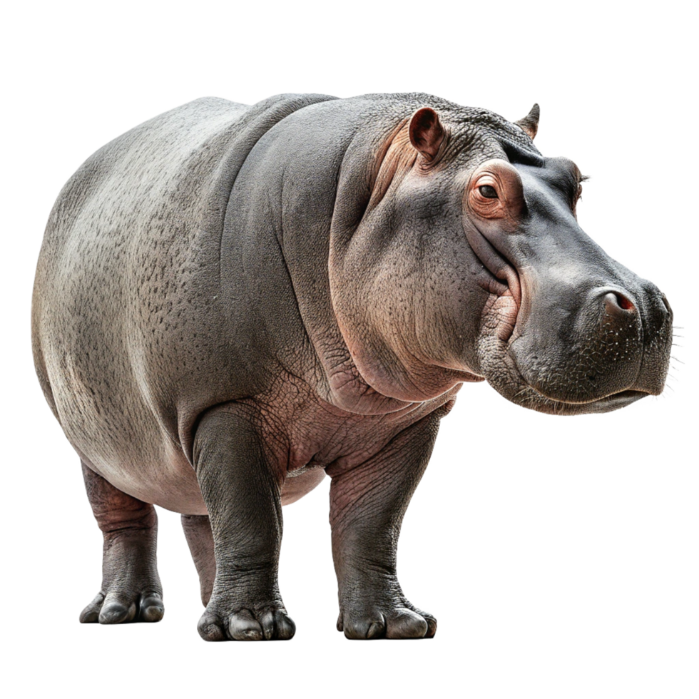 A Majestic Hippopotamus Standing Against a Black Background A Detailed Look at a Hippopotamus png