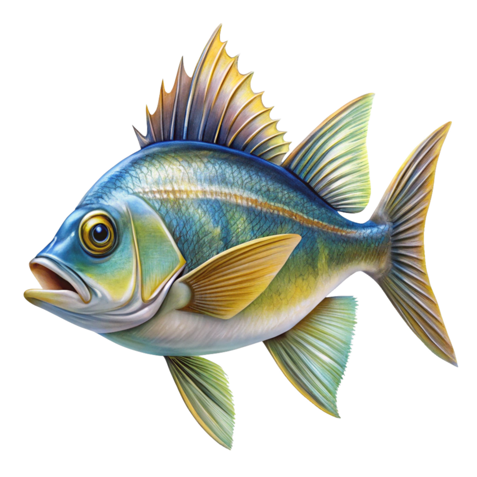 Striking Illustration of a Vibrant and Colorful Fish with Detailed Fins and Scales png