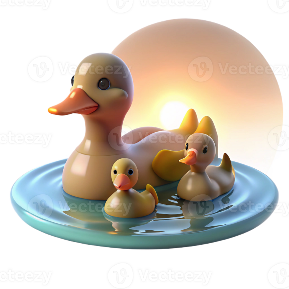 beautiful abstract A Family of Ducks Swimming Peacefully on 4K png