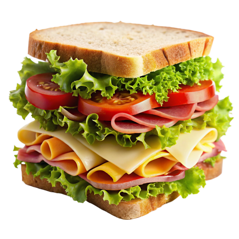 A Delicious MultiLayered Sandwich with Fresh Ingredients png