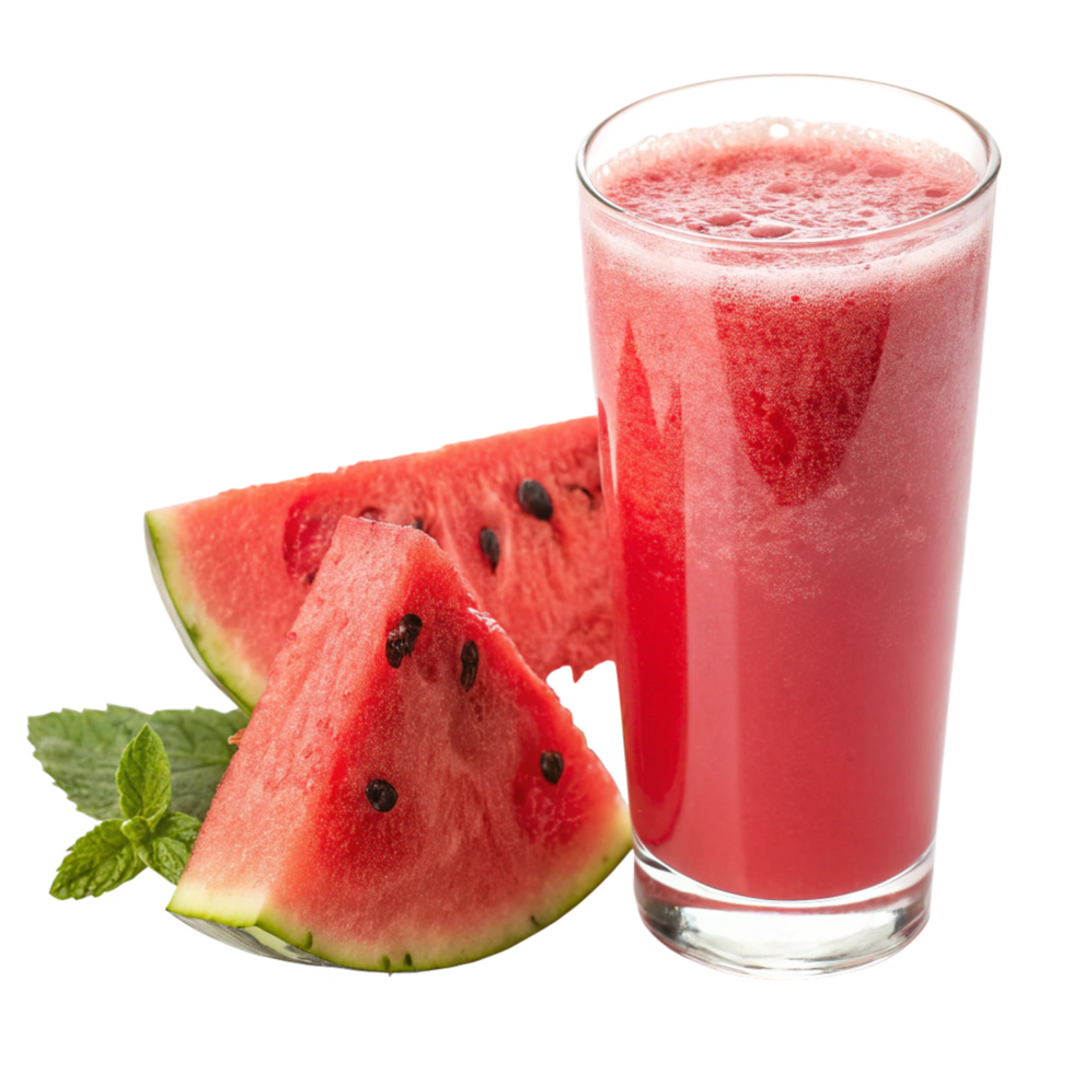 Refreshing Watermelon Juice with Slices and Mint Leaves png