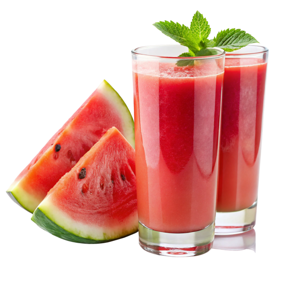 Refreshing Watermelon Smoothies in Glasses with Mint Garnish png