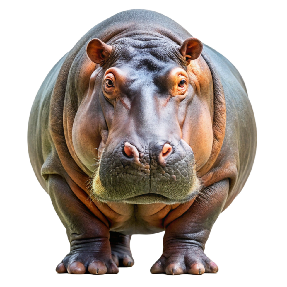 Closeup of a Hippopotamus Facing the Camera on Black Background png