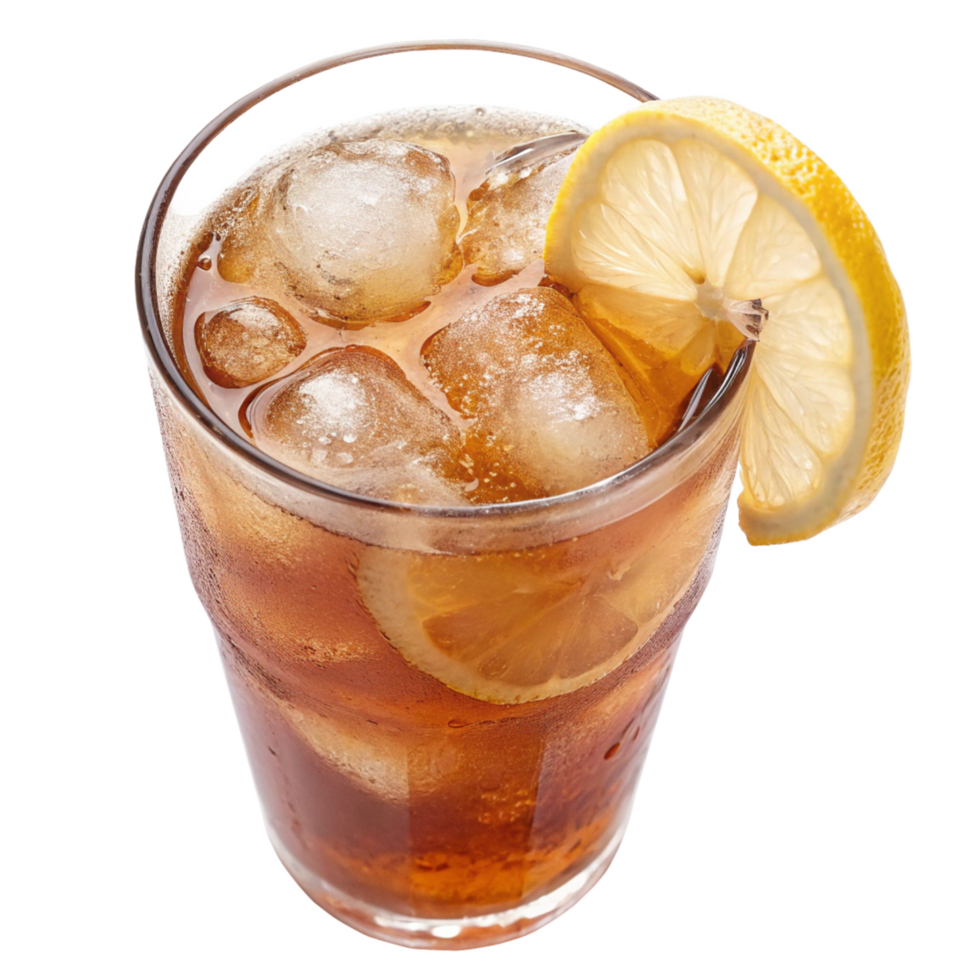 Refreshing Iced Tea with Lemon and Ice Cubes in a Glass png