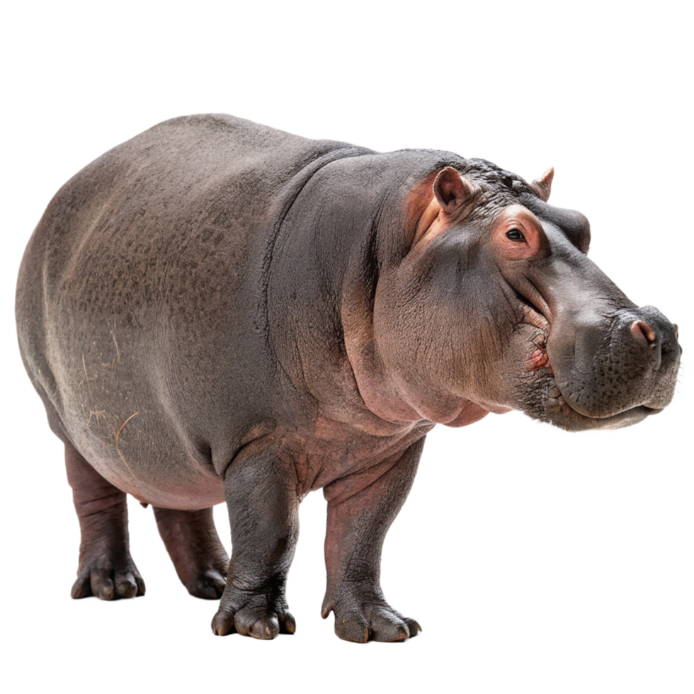 A large hippopotamus standing against a black background a detailed view of a hippopotamus png