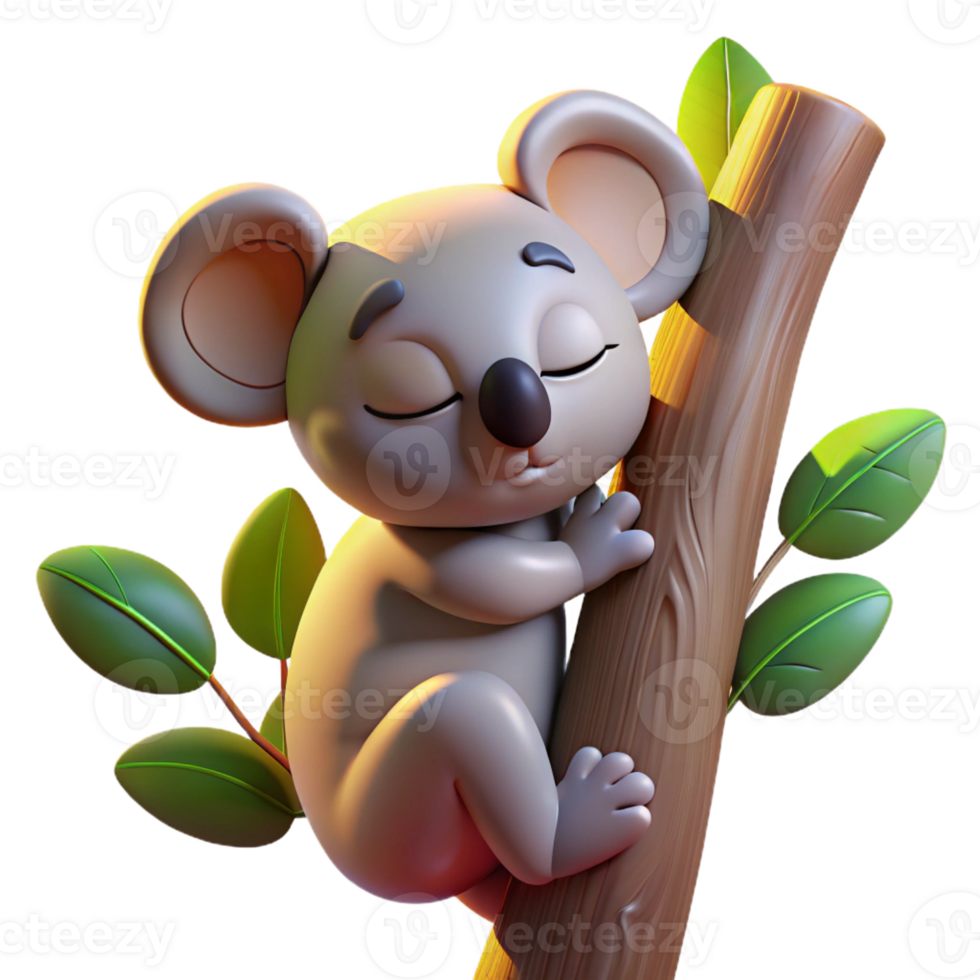 wonderful rustic A Sleepy Koala Clinging to a Eucalyptus high quality png