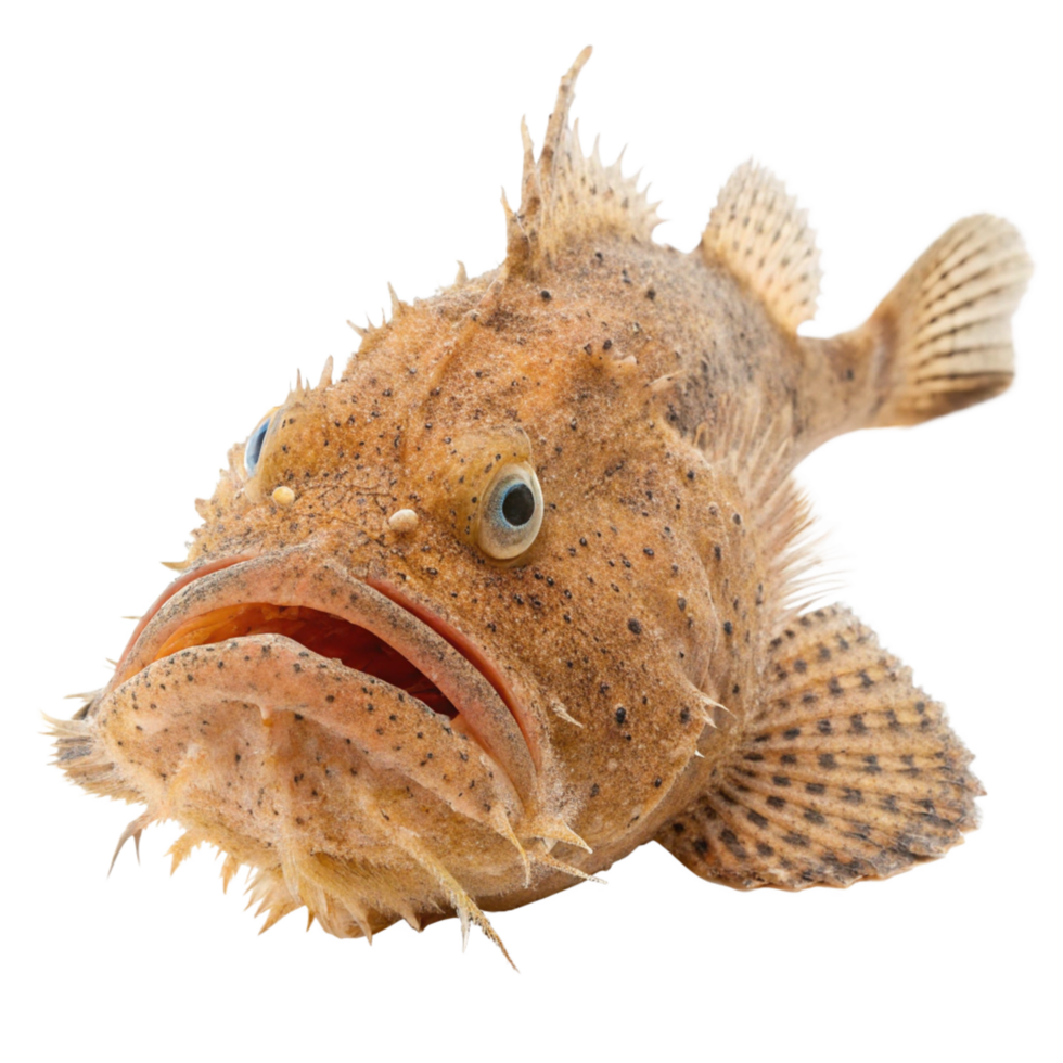 Closeup of a Spiny Devilfish a type of fish with many spines and bumpy texture png