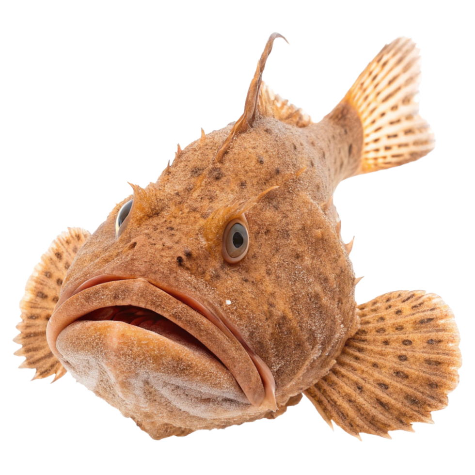 Closeup of a Grotesque Looking Orange and Brown Sea Creature Fish png