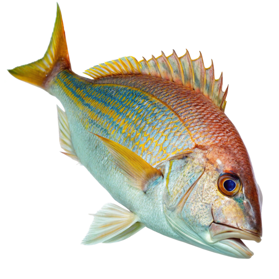 A Stunning Closeup of a YellowandRed Snapper Fish with Vibrant Colors and Intricate Details png