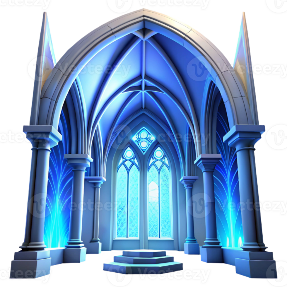 magnificent abstract Gothic Cathedral Interior Ethereal Blue original png