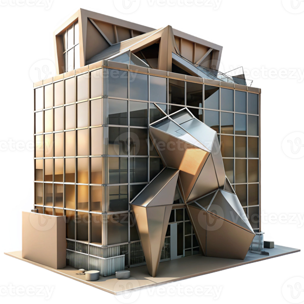 beautiful abstract Deconstructivist Office Building Harsh professional png