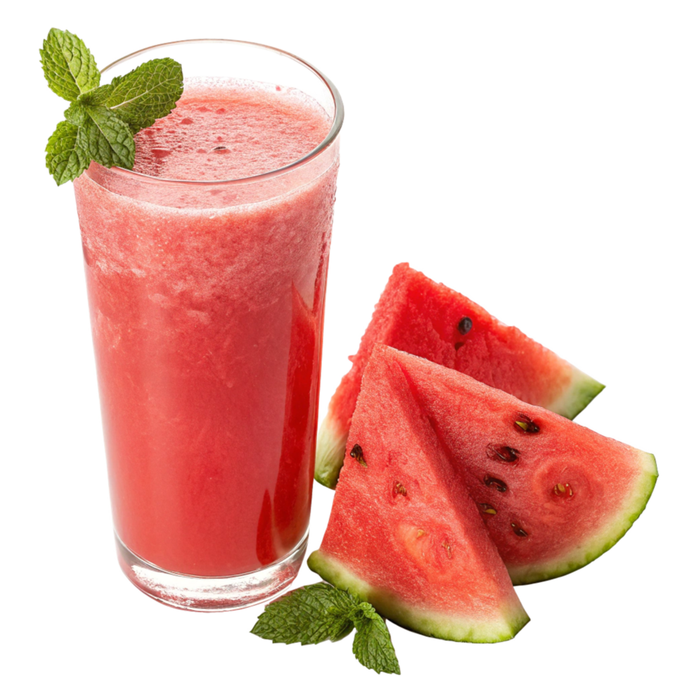 Refreshing Watermelon Mint Smoothie in a Glass with Slices of Watermelon png
