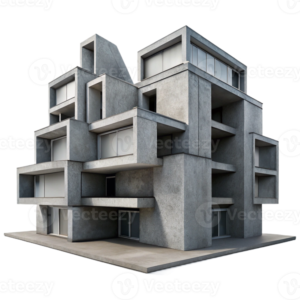 wonderful modern Brutalistic Concrete Apartment Complex authentic png