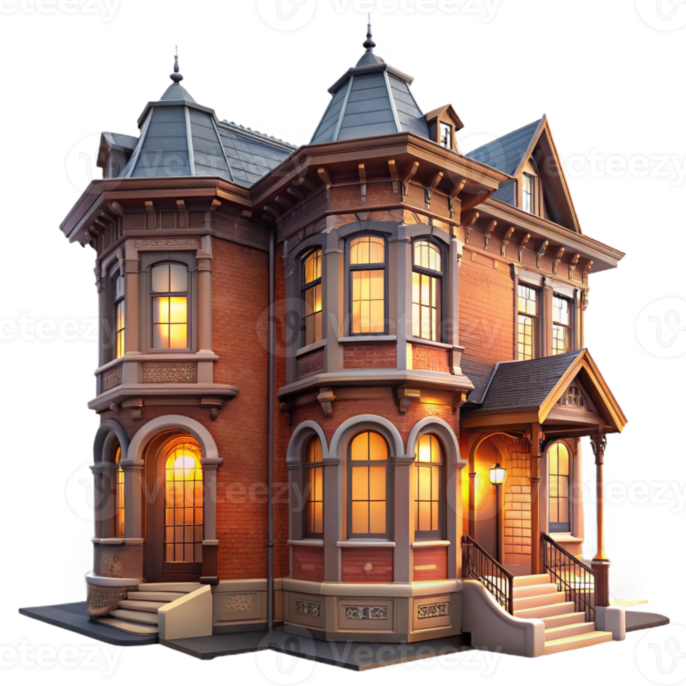 stunning modern Victorian Townhouse Soft Morning Mist detailed png