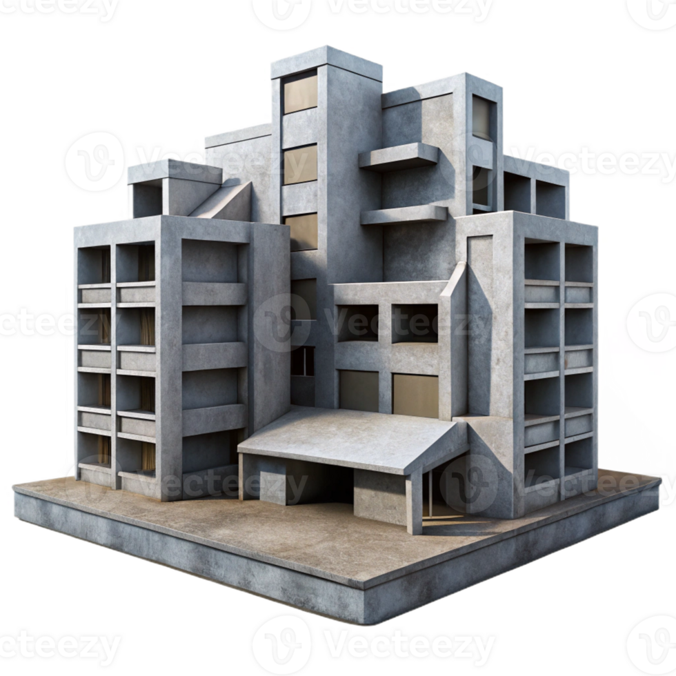 magnificent abstract Brutalistic Concrete Apartment Complex genuine png