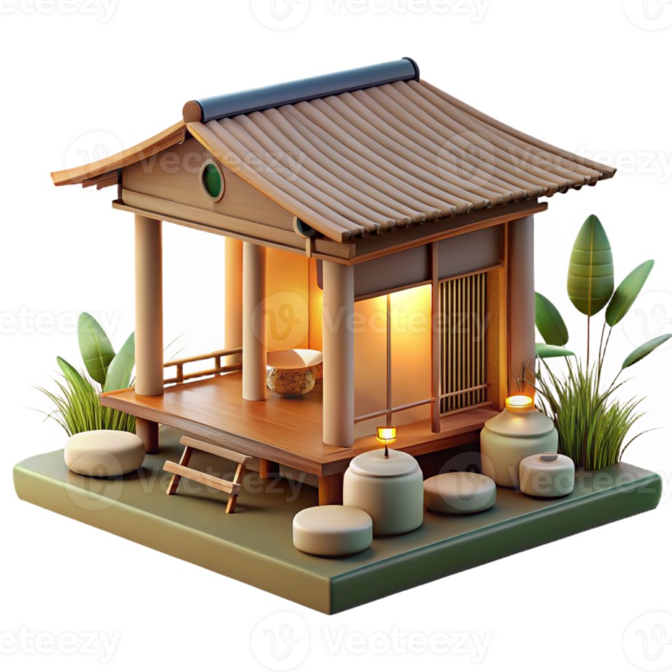 extraordinary classic Japanese Tea House Soft Diffused Light 4K png