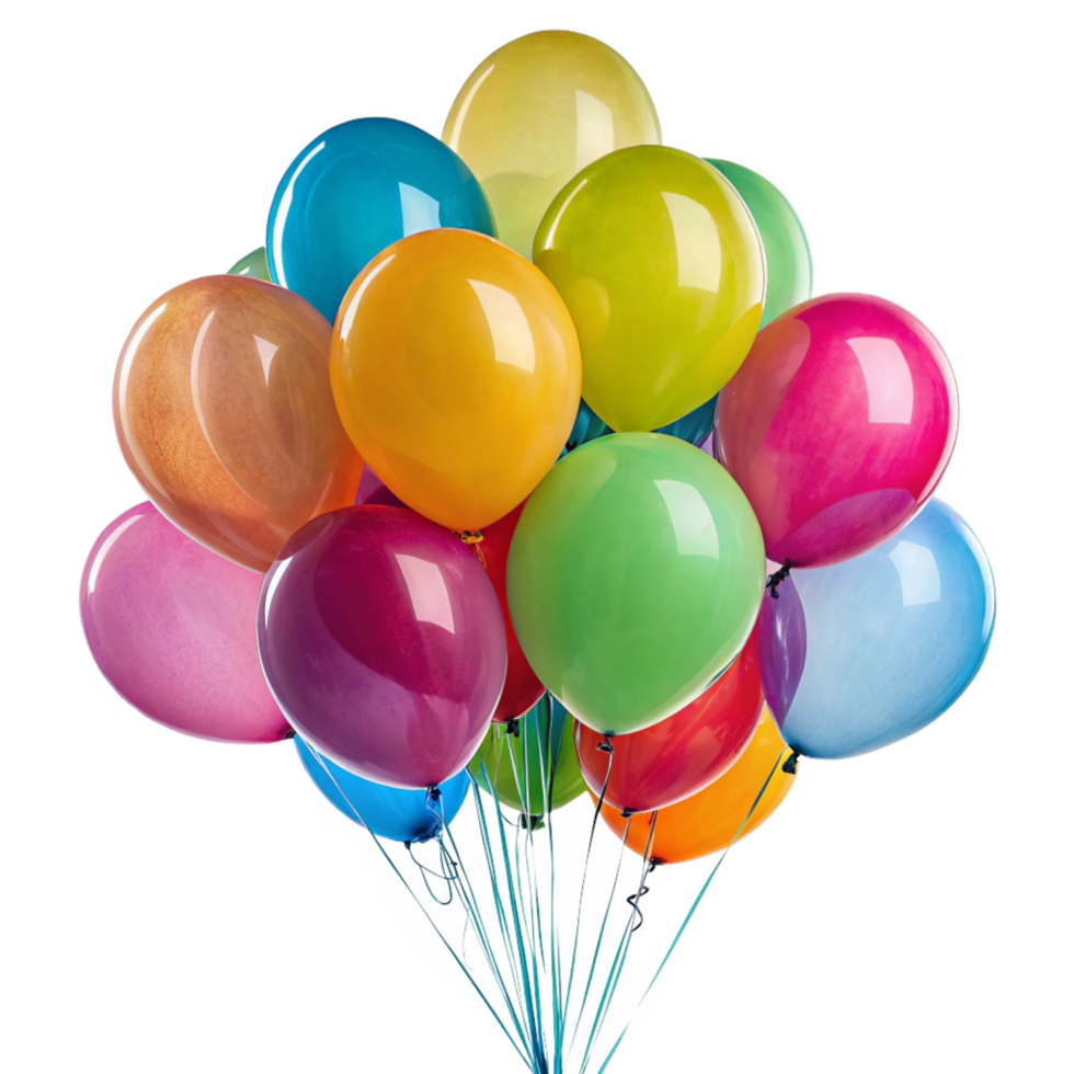 A vibrant bunch of colorful balloons floating in the air png