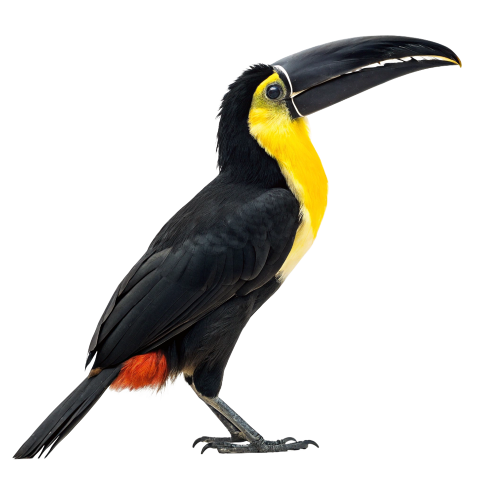 A Stunning Portrait of a Collared Aracari Toucan Against a Black Background png