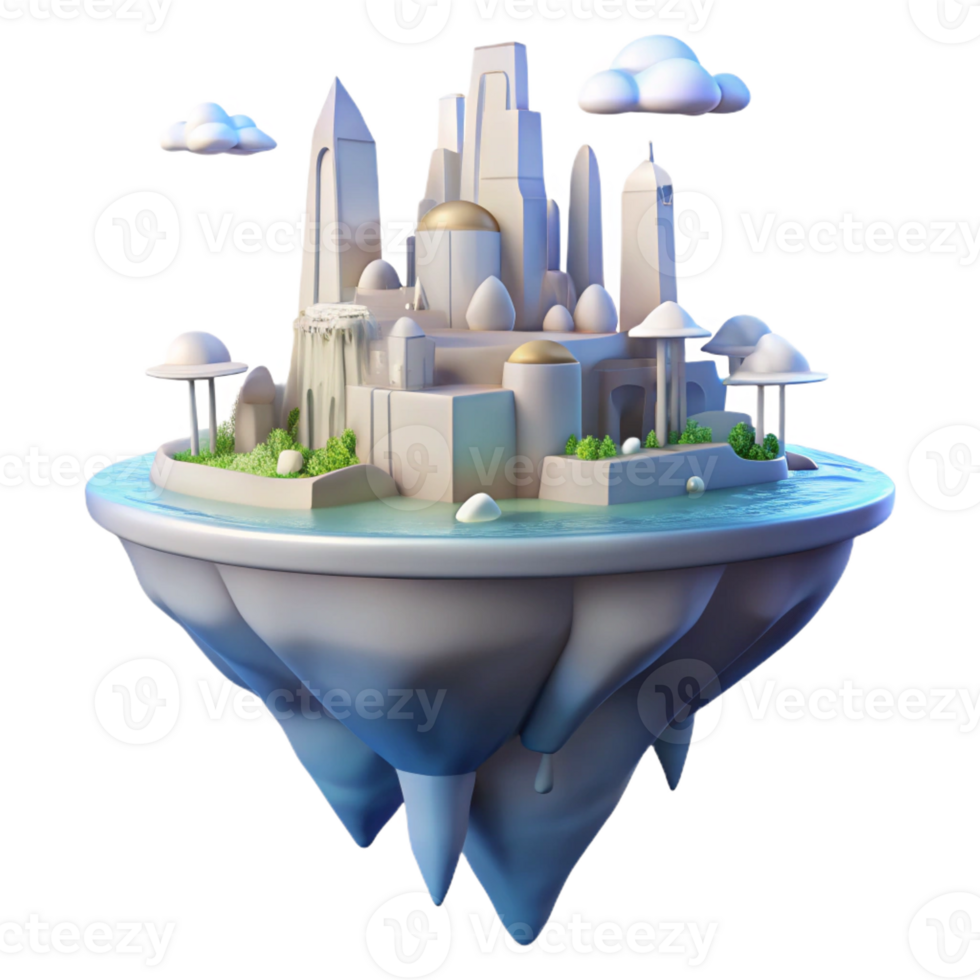 elegant contemporary Floating Island City Soft Ethereal original png