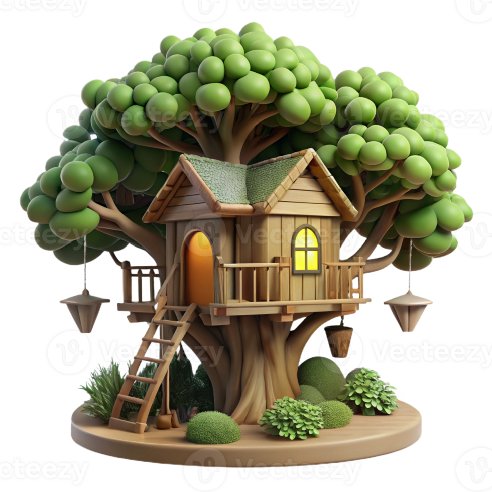 dramatic traditional Treehouse nestled in a dense forest, dappled sunlight, rustic design, natural materials, whimsical atmosphere, sense of adventure detailed png