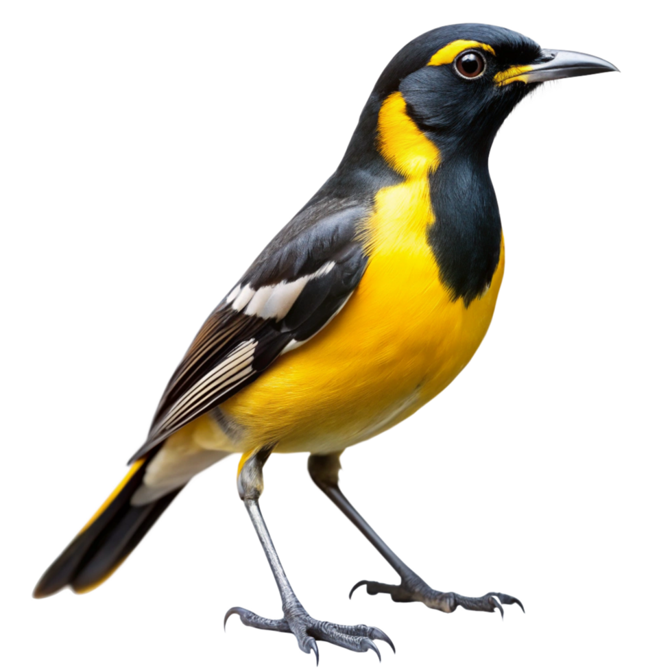 Spectacular Closeup of a Vibrant Yellow and Black Bird with Striking Features png