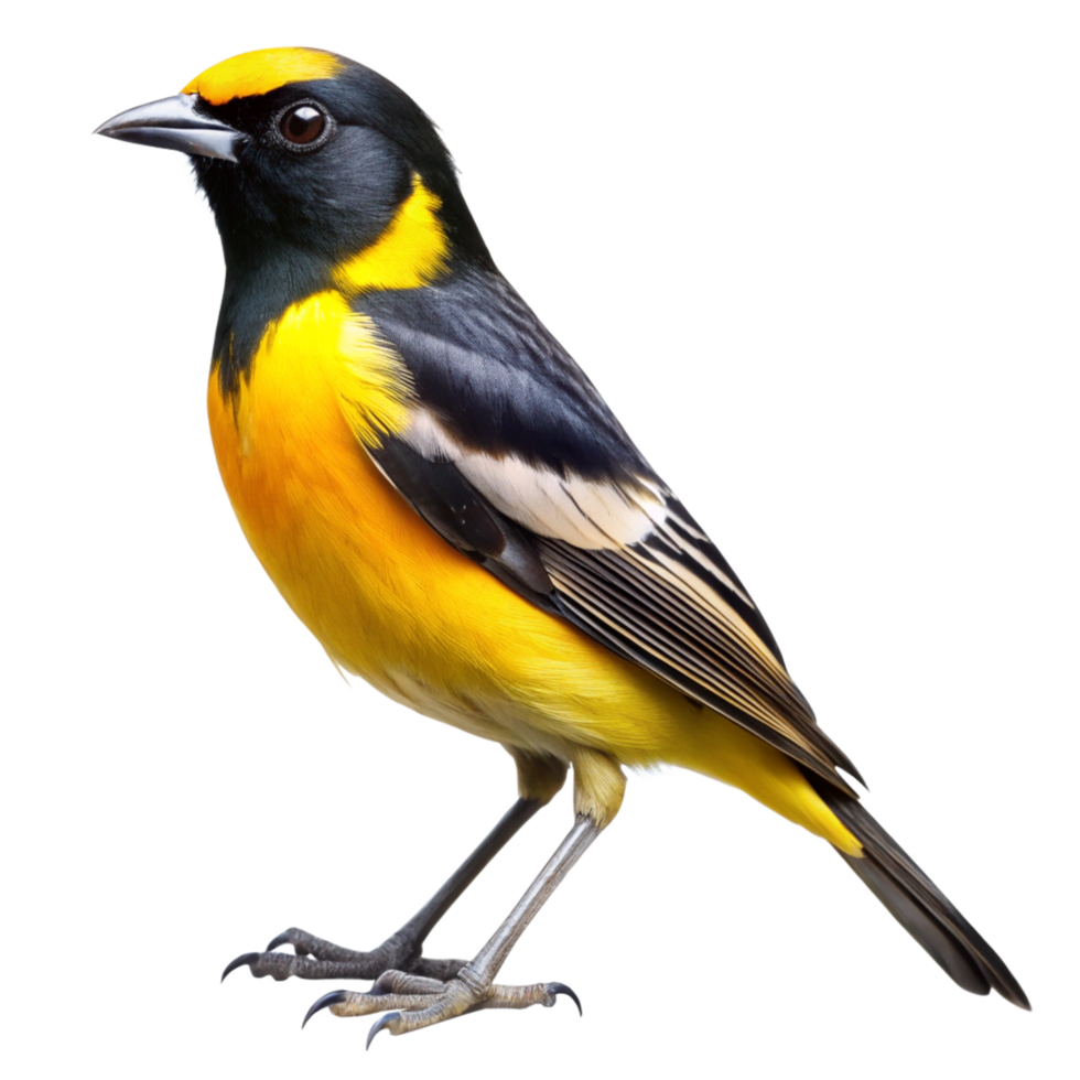 Spectacular Closeup of a Vibrant Yellow and Black Bird Against a Black Background png