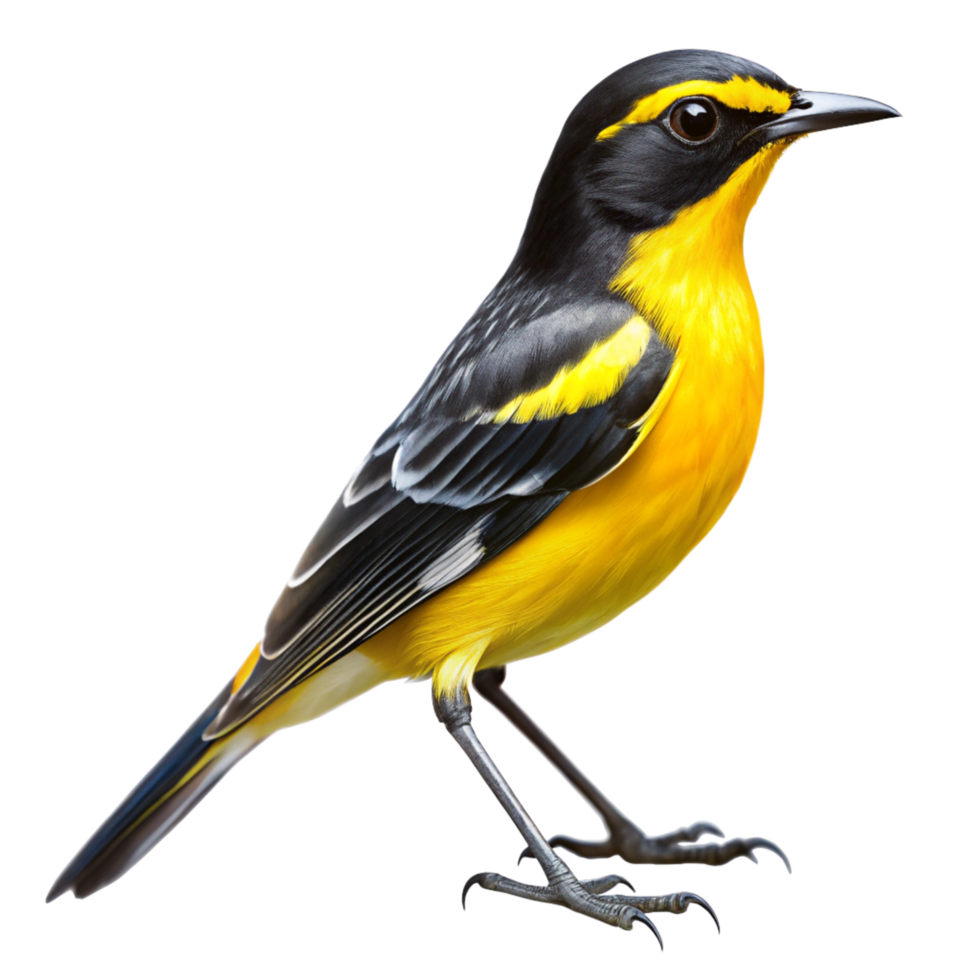 Vibrant Yellow and Black Bird Detailed Illustration png