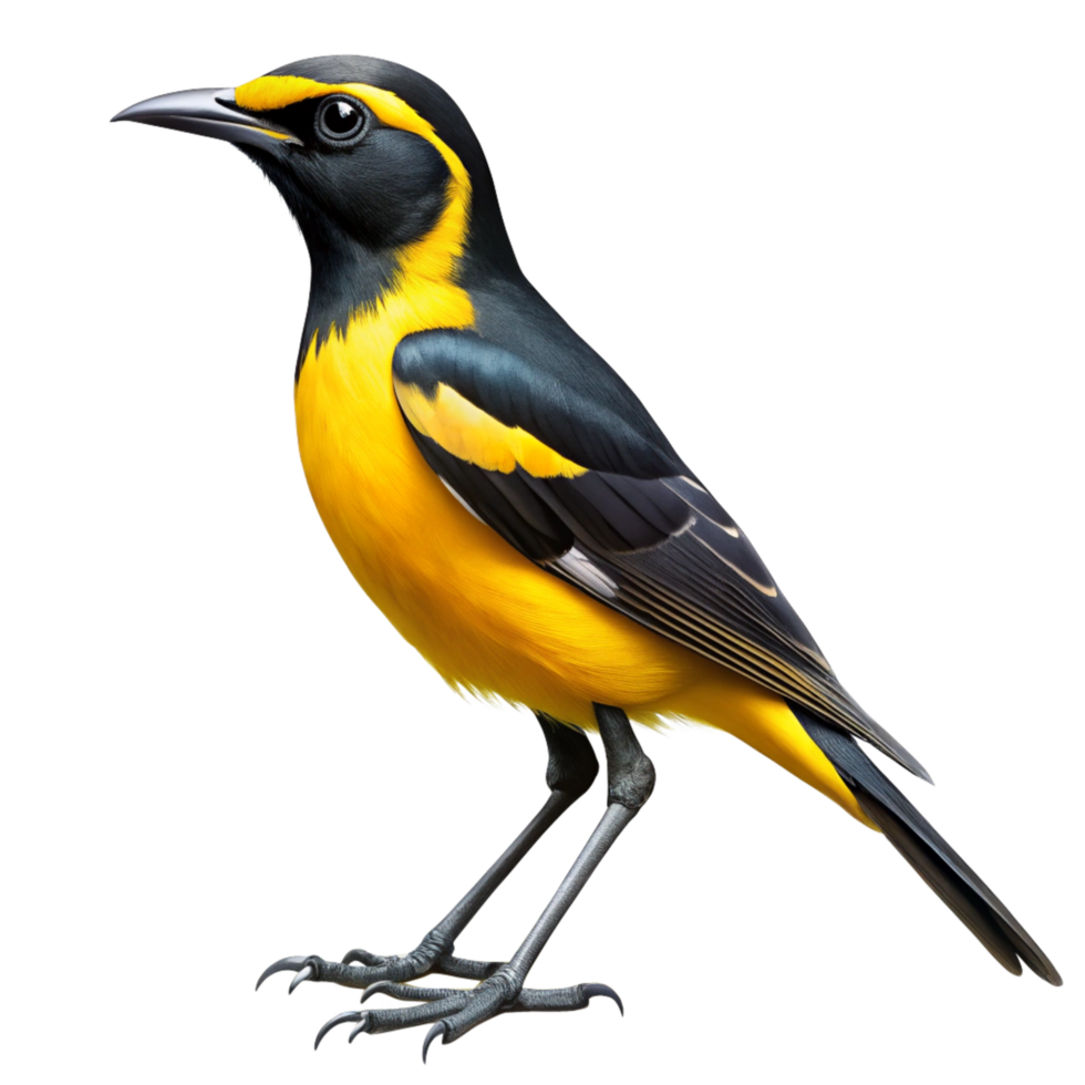 Stunning Illustration of a Yellow and Black Bird Against a Black Background png