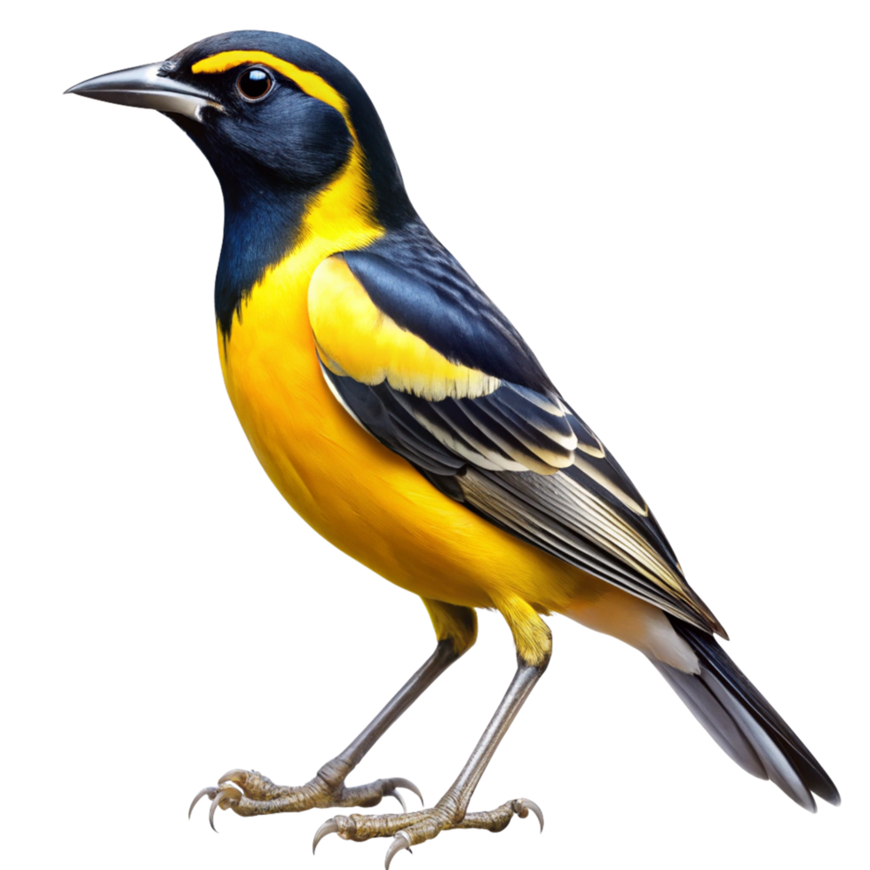 Spectacular Yellow and Black Bird on Black Background Wildlife Photography png