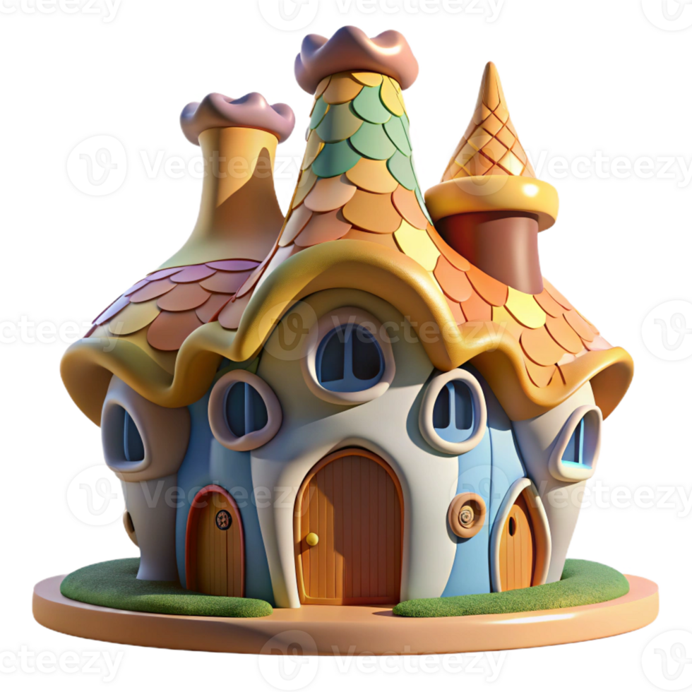 magnificent contemporary A Gaudi-inspired house with undulating, organic forms, vibrant mosaic tiles shimmering in the midday sun, rendered in a whimsical, dreamlike style genuine png