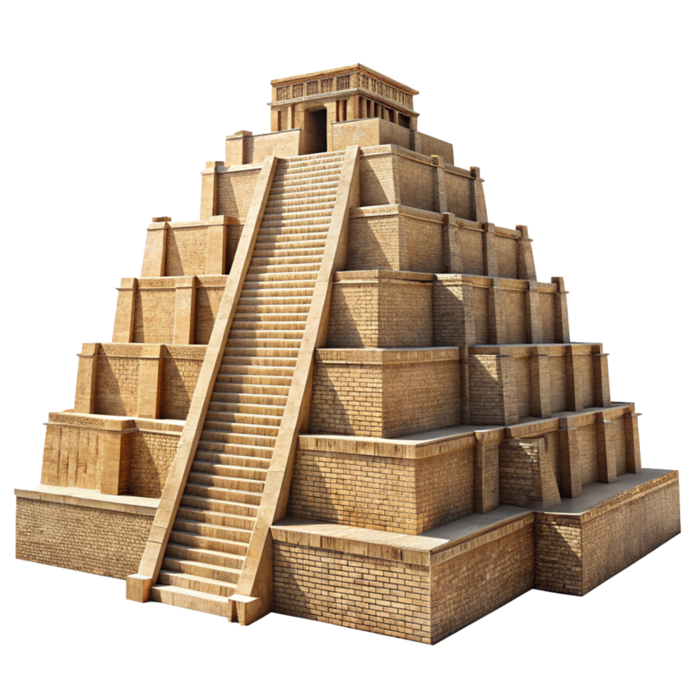 Ancient Mesopotamian Ziggurat Model A Detailed Reconstruction of a MultiLayered Temple Tower png